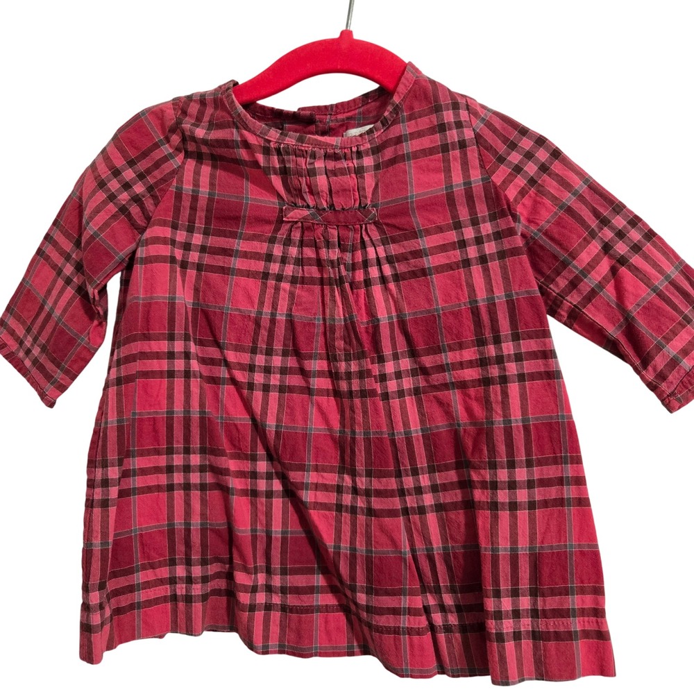 Burberry Children's Pink Plaid 6M Baby Girl Dress Long Sleeve Buttons Back‎